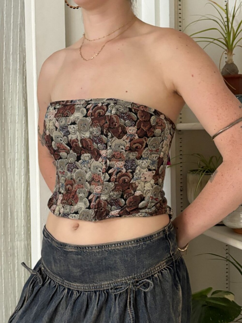 NWT Teddy Bear Tapestry Corset - S